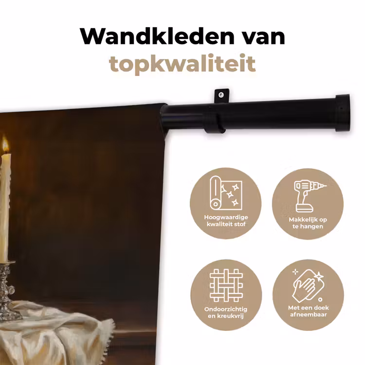 Fruit - Stilleven - Wijn - Kaars Wandkleed katoen klein -sfeer2