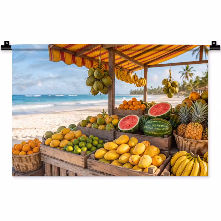 Wandkleed - Fruit - Strand - Tropisch - Fruit - Strand - Tropisch Wandkleed katoen klein