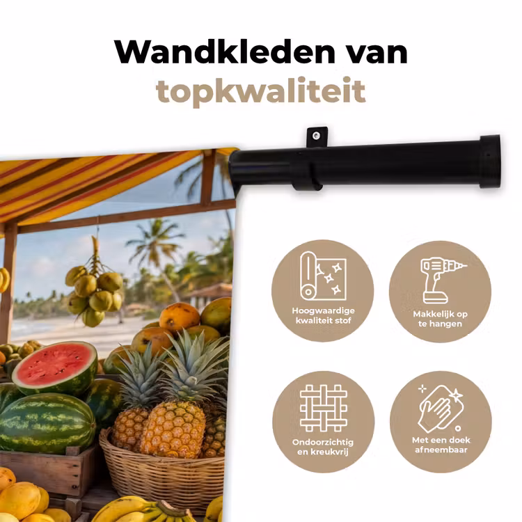 Wandkleed - Fruit - Strand - Tropisch - Fruit - Strand - Tropisch Wandkleed katoen klein