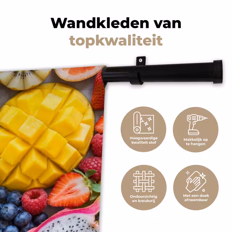 Fruit - Versneden - Kleurrijk - Eten - Gezond Wandkleed katoen klein -sfeer2