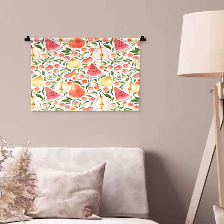 Fruit - Watermeloen - Kersen - Peer Wandkleed katoen klein 269 -sfeer4