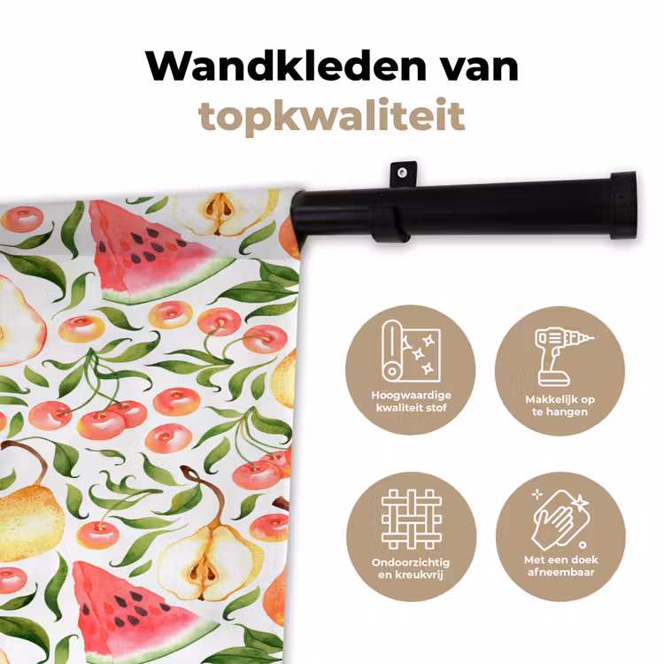 Fruit - Watermeloen - Kersen - Peer Wandkleed katoen klein 269 -sfeer2