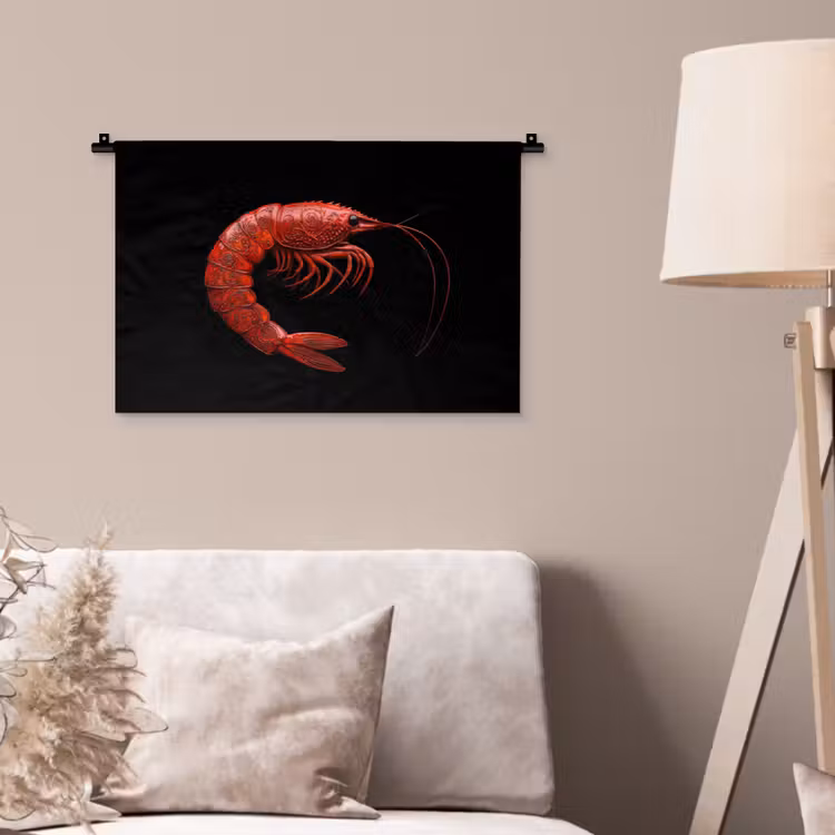Garnaal - Rood - Dieren Wandkleed katoen klein -sfeer4