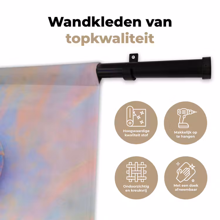 Garnaal - Subtiele structuur - Blauw - Roze Wandkleed katoen klein -sfeer2