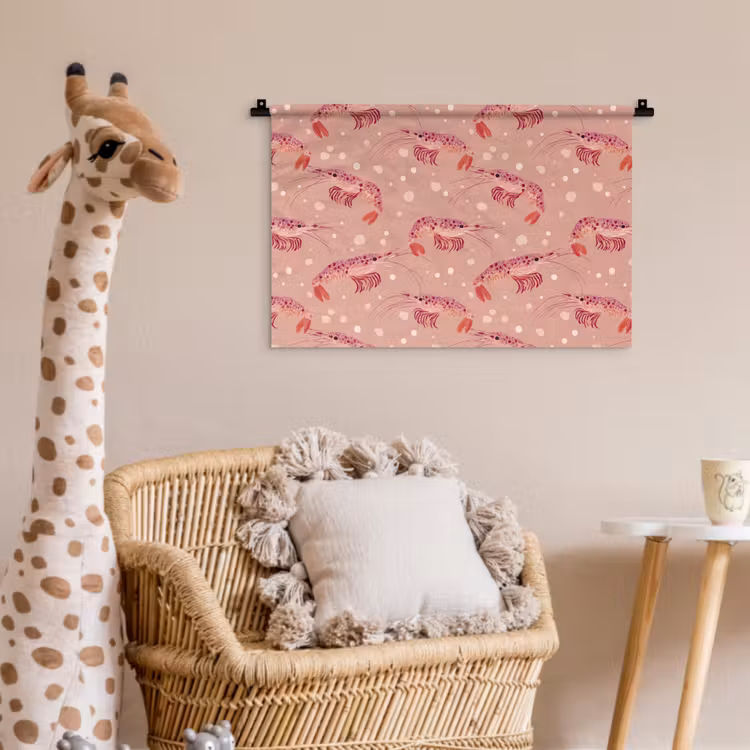 Garnalen - Stippen - Roze Wandkleed katoen klein 269 -wsfeer5_kind