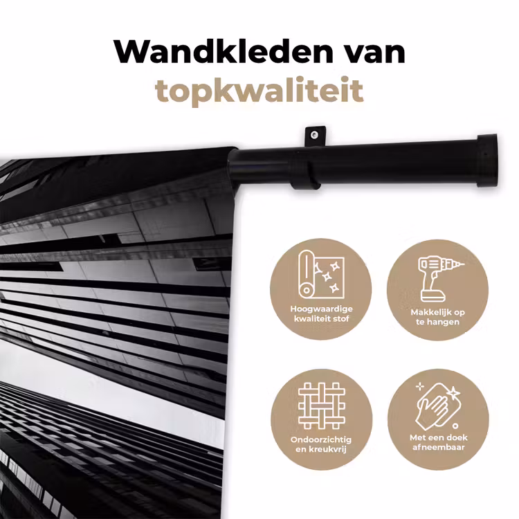 Gebouwen - Lucht - Zwart Wandkleed katoen klein -sfeer2