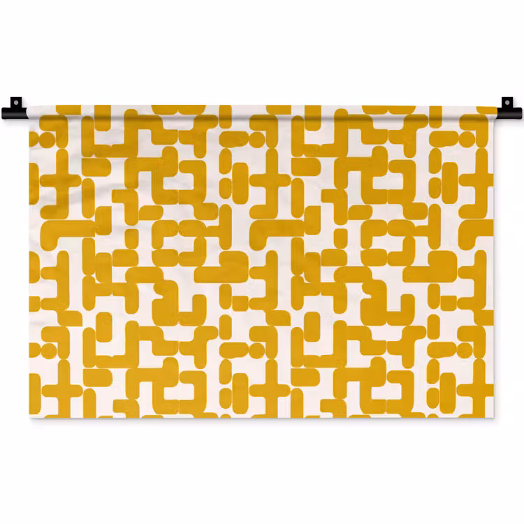 Geel - Beige - Patroon Wandkleed katoen klein 269 -zz3d