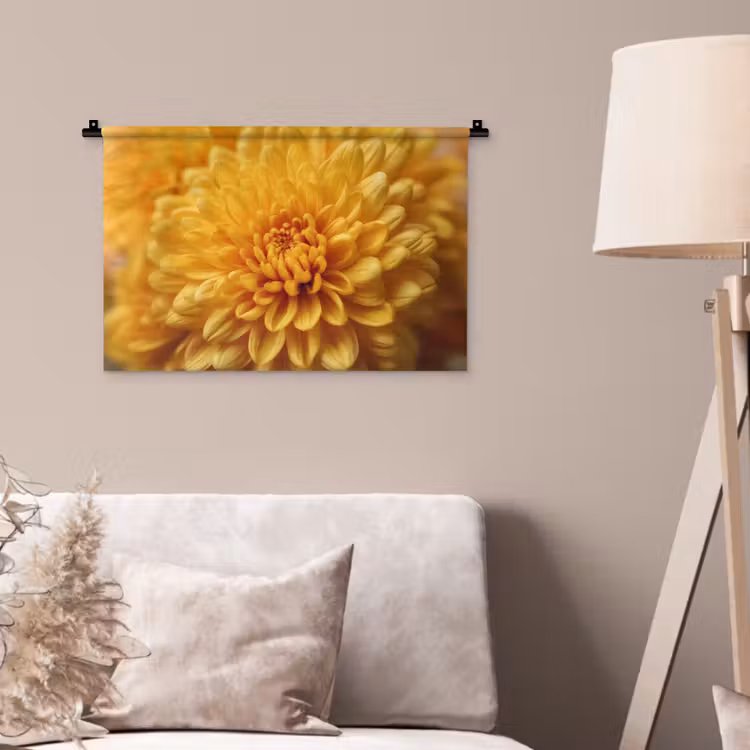 Geel - Chrysant - Zachtheid Wandkleed katoen klein -sfeer4