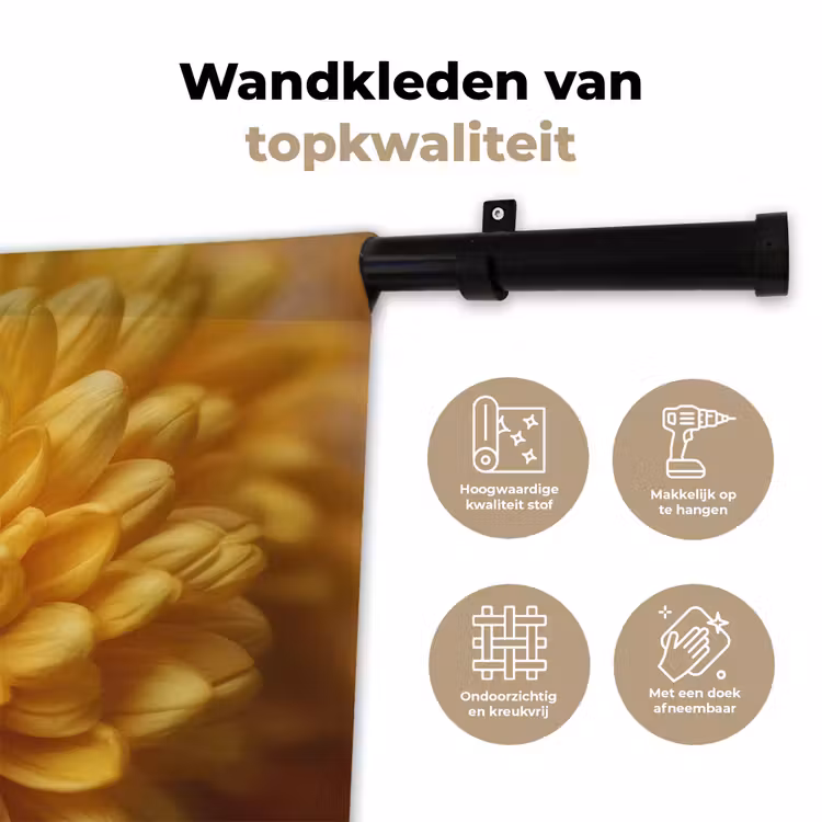 Geel - Chrysant - Zachtheid Wandkleed katoen klein -sfeer2