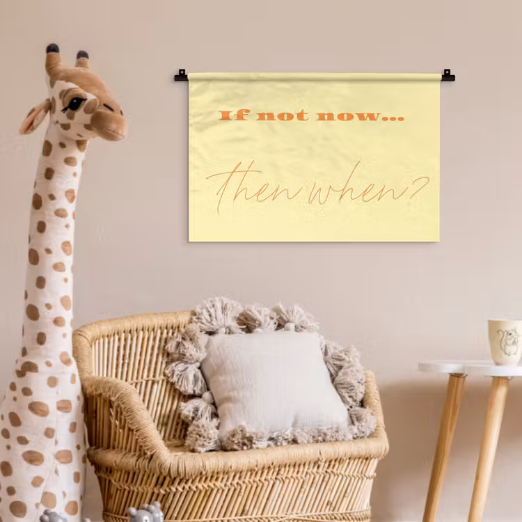 Geel - Oranje - if not now then when Wandkleed katoen klein -wsfeer5_kind