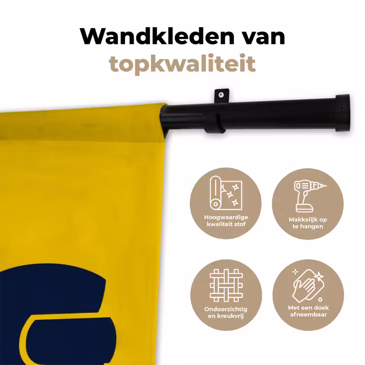 Geel - Think big - Grafisch Wandkleed katoen klein -sfeer2