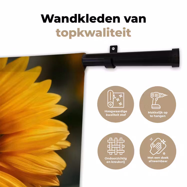 Geel - Zonnebloem - Zomers Wandkleed katoen klein -sfeer2