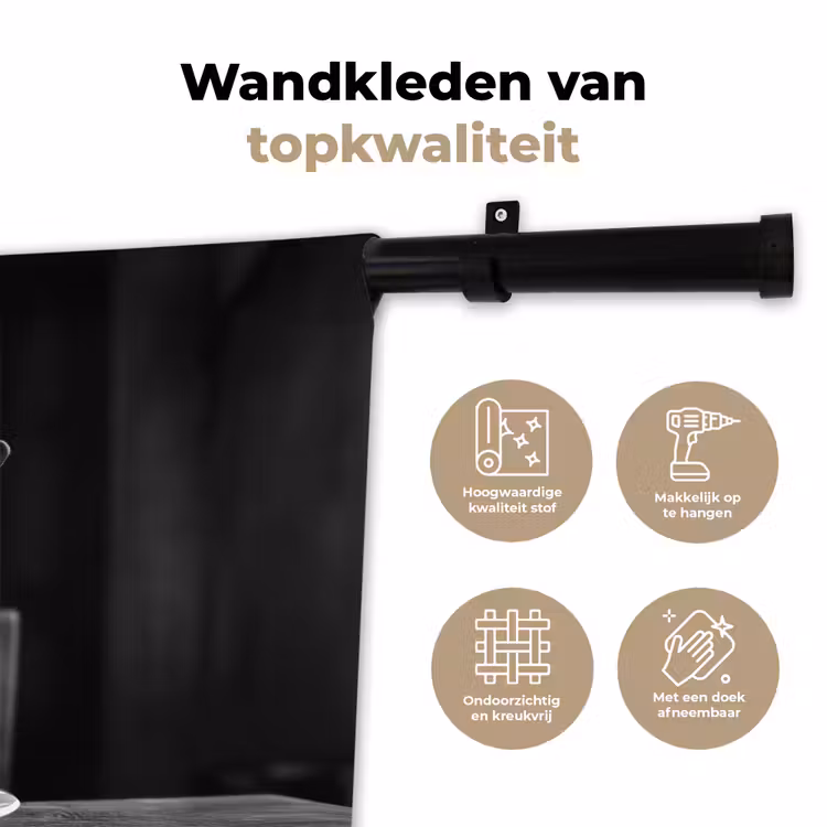 Geit - Bord - Spaghetti - Zwart Wit Wandkleed katoen klein -sfeer2