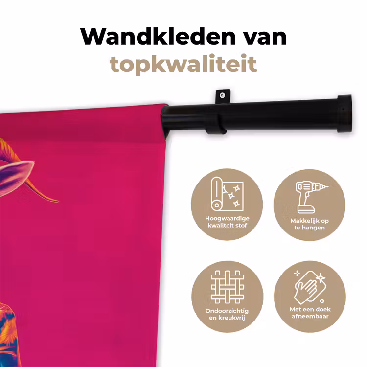 Geit - Hoorns - Kimono - Kleurrijk Wandkleed katoen klein -sfeer2