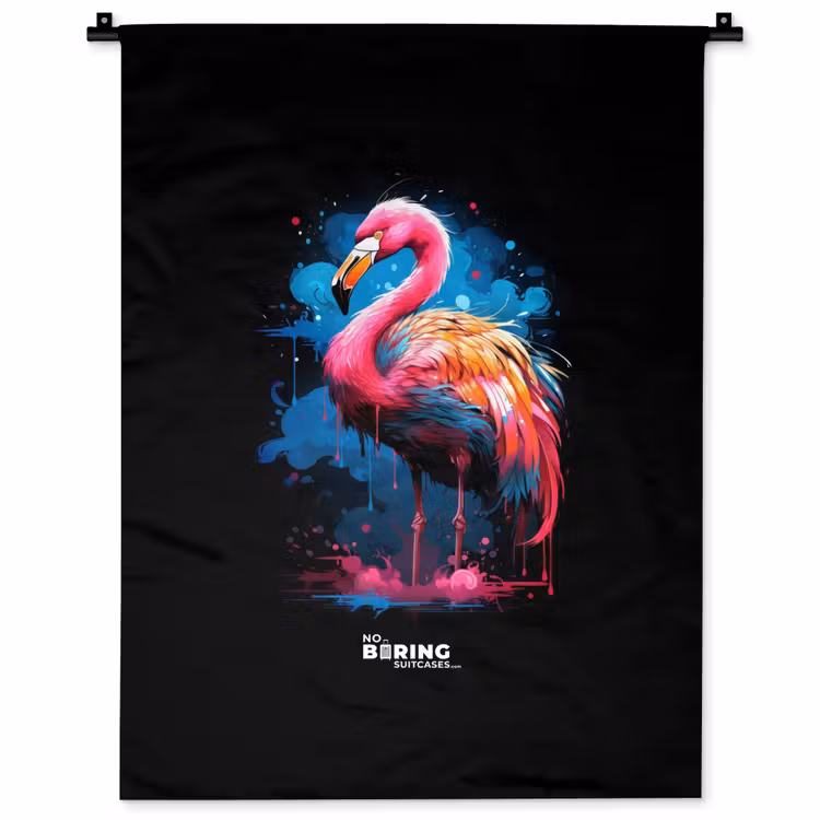 Gekleurde flamingo voor een verfexplosie Wandkleed katoen klein -zz3d