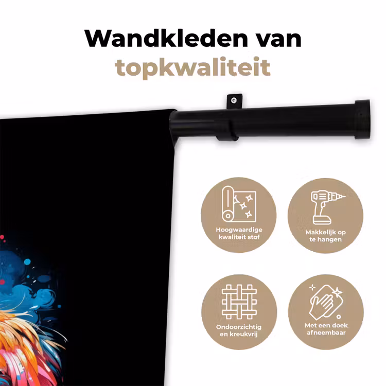 Gekleurde flamingo voor een verfexplosie Wandkleed katoen klein -sfeer2