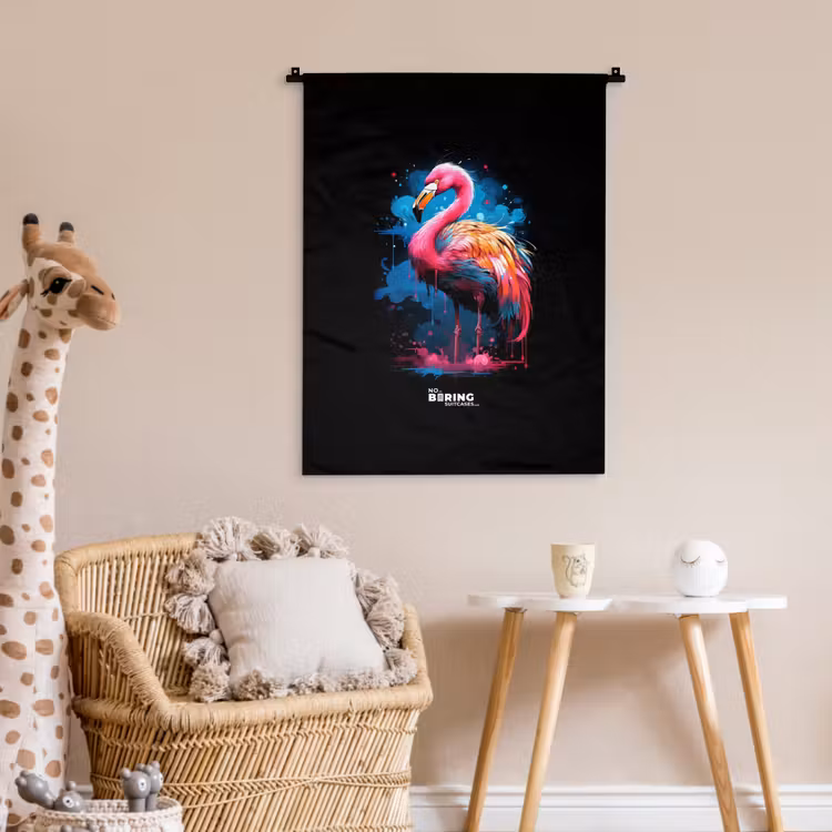 Gekleurde flamingo voor een verfexplosie Wandkleed katoen klein -wsfeer5_kind