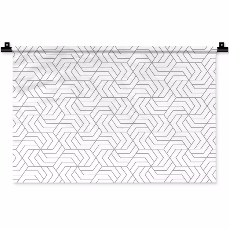 Geometrie - Lijn - Zwart - Wit - Patroon Wandkleed katoen klein 269 -zz3d