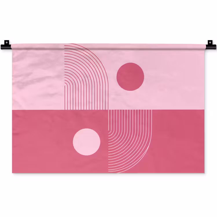 Geometrie - Patroon - Abstract - Roze - Modern Wandkleed katoen klein -zz3d