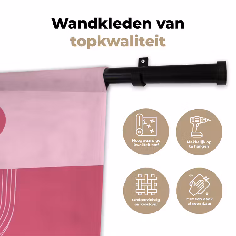 Geometrie - Patroon - Abstract - Roze - Modern Wandkleed katoen klein -sfeer2