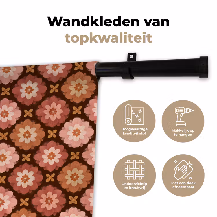 Geometrisch - Bloemen - Kleurrijk Wandkleed katoen klein 269 -sfeer2