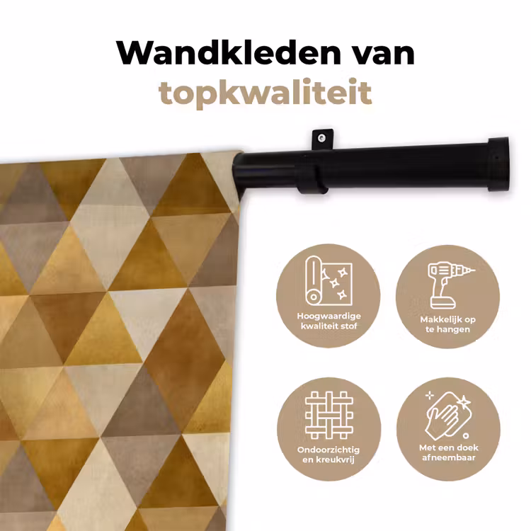 Geometrisch - Driehoek - Goud Wandkleed katoen klein 269 -sfeer2