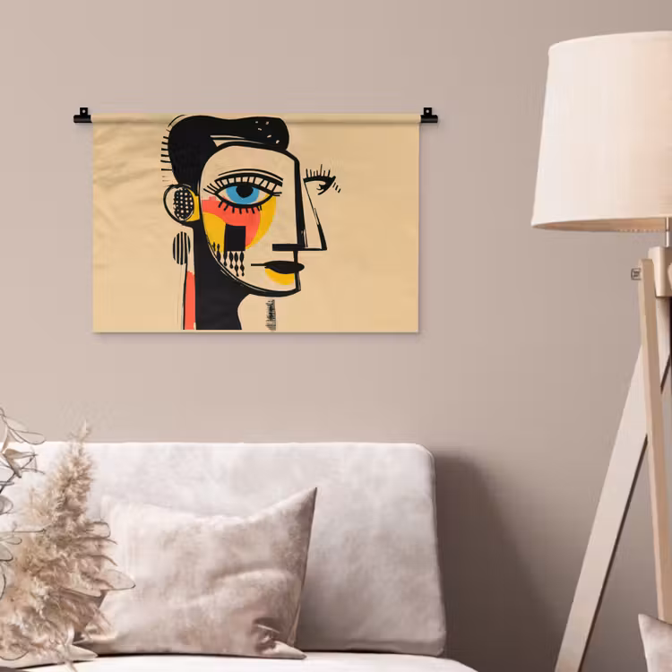 Geometrisch - Felle kleuren - Kubistische stijl Wandkleed katoen klein -sfeer4