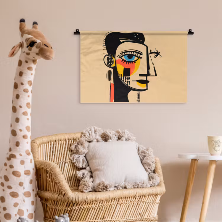 Geometrisch - Felle kleuren - Kubistische stijl Wandkleed katoen klein -wsfeer5_kind