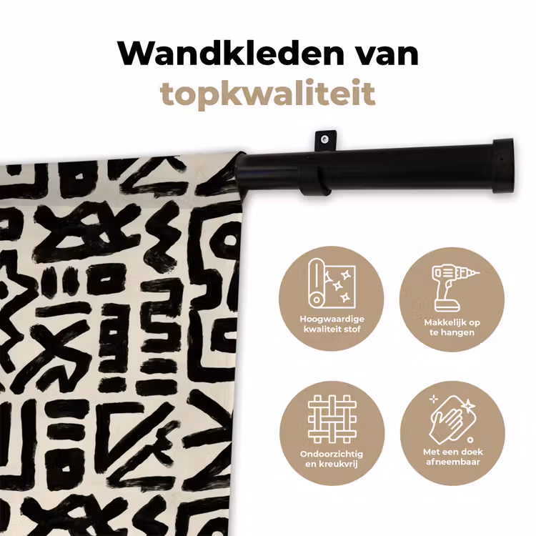 Geometrisch - Figuren - Zwart Wandkleed katoen klein 269 -sfeer2