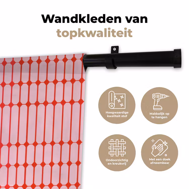 Geometrisch - Minimalistisch - Rood - Roze Wandkleed katoen klein 269 -sfeer2