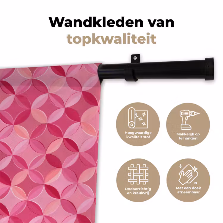 Geometrisch - Mozaïek - Modern - Roze Wandkleed katoen klein 269 -sfeer2