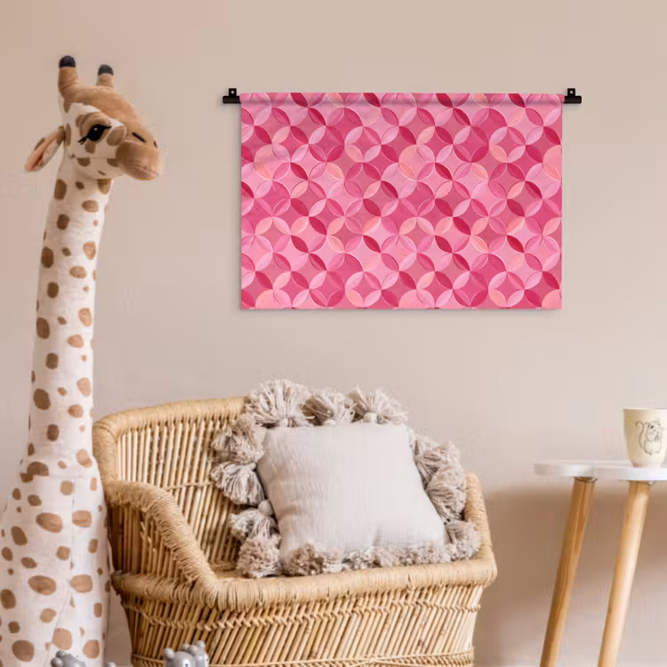 Geometrisch - Mozaïek - Modern - Roze Wandkleed katoen klein 269 -wsfeer5_kind