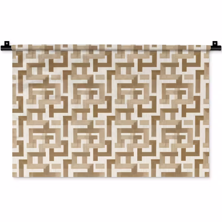 Geometrisch - Retro - Bruin Wandkleed katoen klein 269 -zz3d