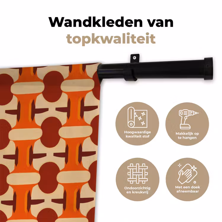 Geometrisch - Retro - Oranje Wandkleed katoen klein 269 -sfeer2