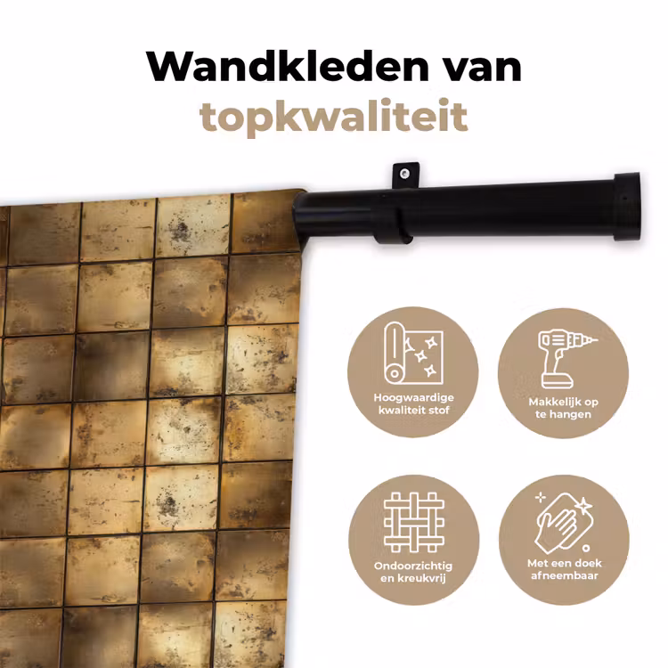 Geometrisch - Tegels - Goud Wandkleed katoen klein 269 -sfeer2