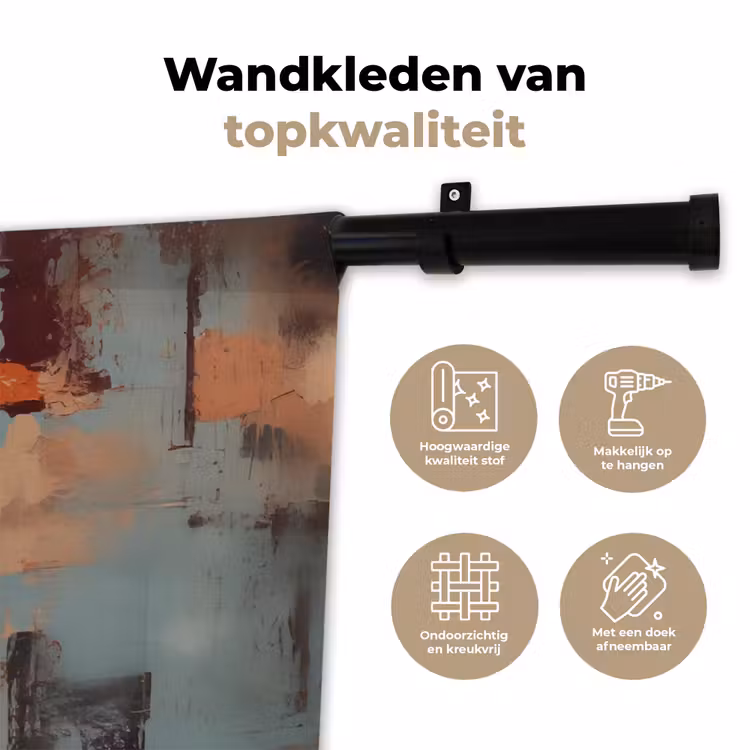 Geschilderd - Abstract - Uil - Bruin Wandkleed katoen klein -sfeer2