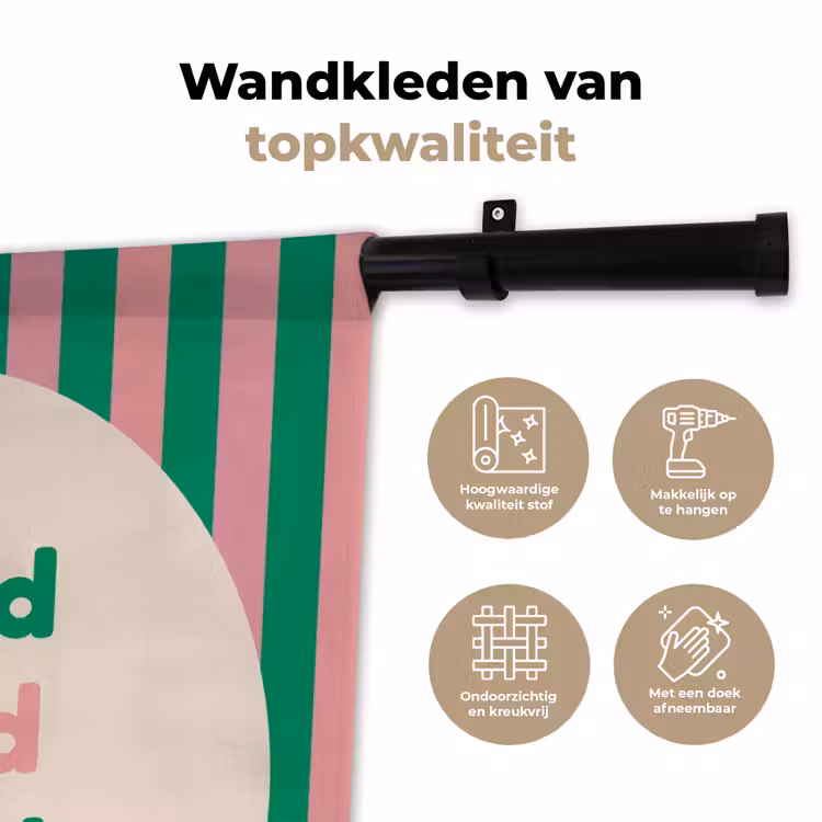 Gestreept - Quote - Ovaal - Roze Wandkleed katoen klein -sfeer2
