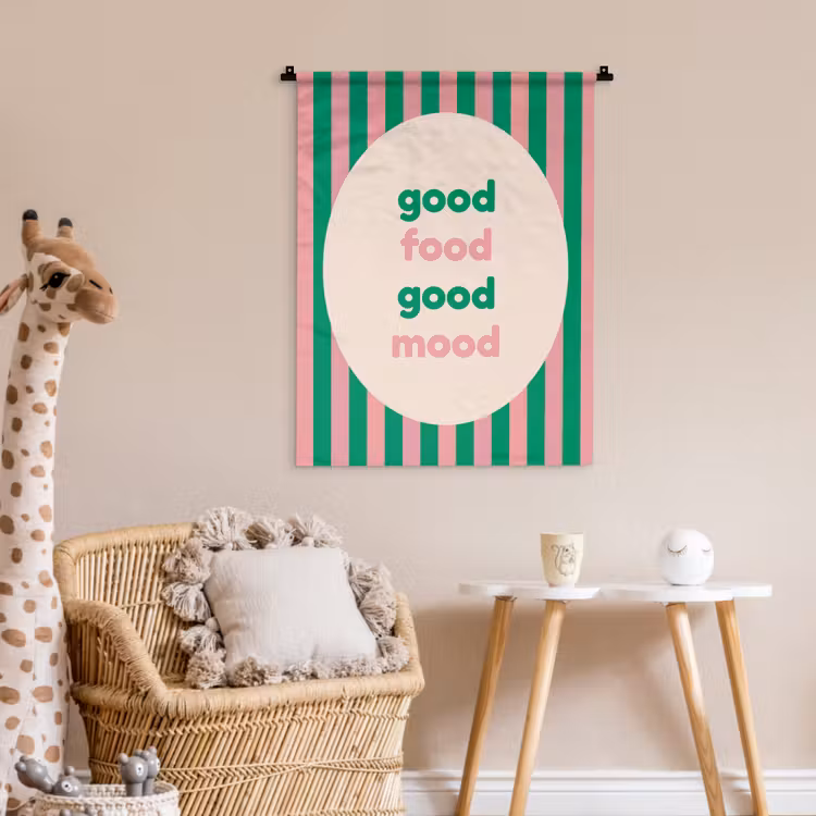 Gestreept - Quote - Ovaal - Roze Wandkleed katoen klein -wsfeer5_kind