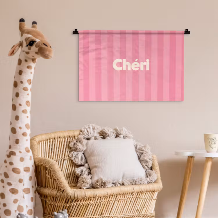 Gestreept - Roze - Chéri Wandkleed katoen klein -wsfeer5_kind