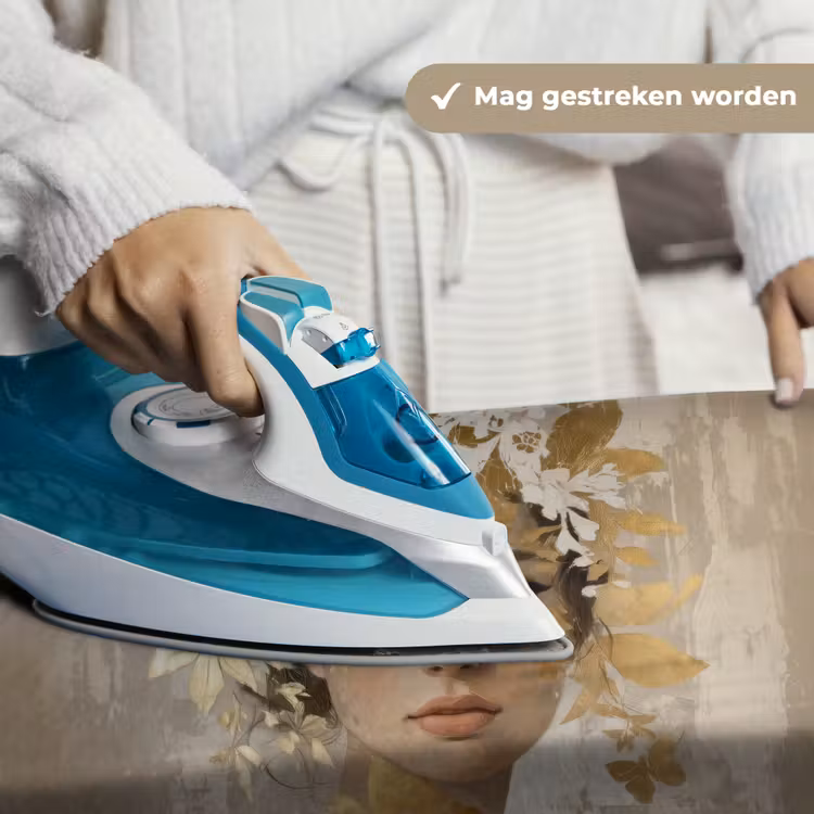 Gezicht - Vrouw - Bladeren - Goud Wandkleed katoen klein -sfeer9