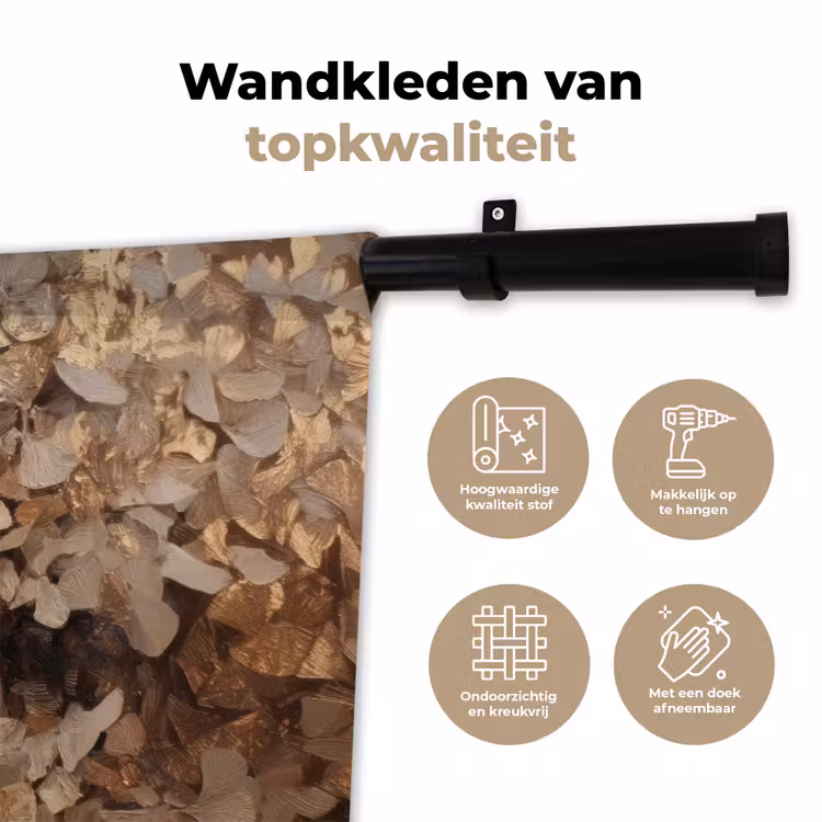 Gezicht - Vrouwe - Bladeren - Penseelstreken Wandkleed katoen klein -sfeer2