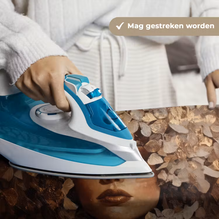Gezicht - Vrouwe - Bladeren - Penseelstreken Wandkleed katoen klein -sfeer9