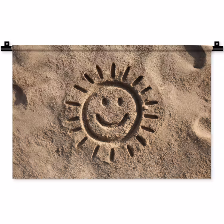 Gezichtje - Zon - Zand - Getekend Wandkleed katoen klein -zz3d