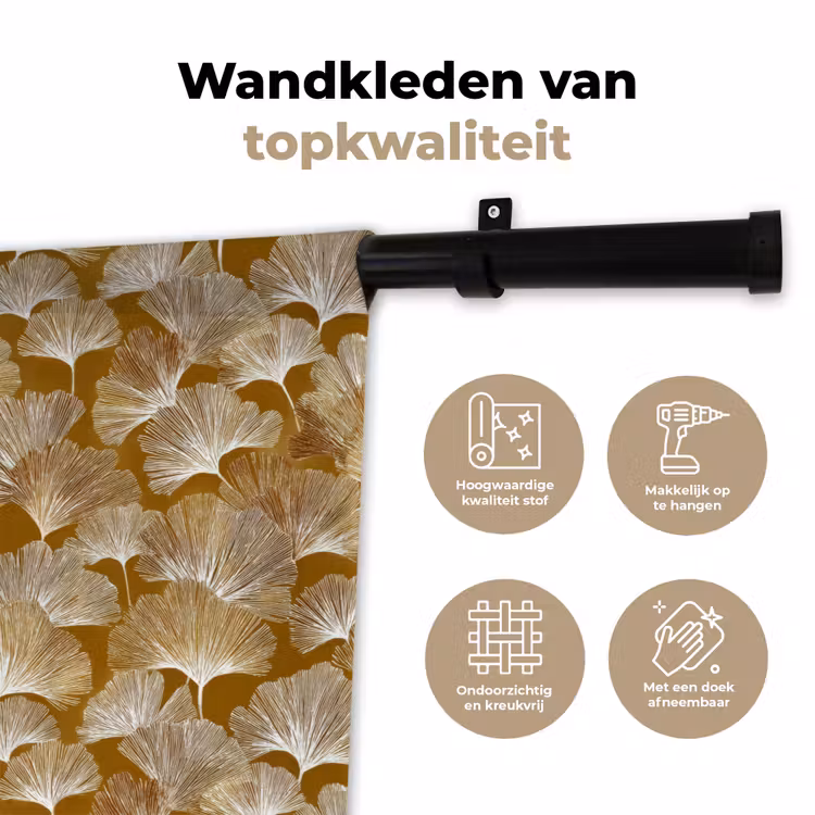 Ginkgo - Bladeren - Goud Wandkleed katoen klein 269 -sfeer2