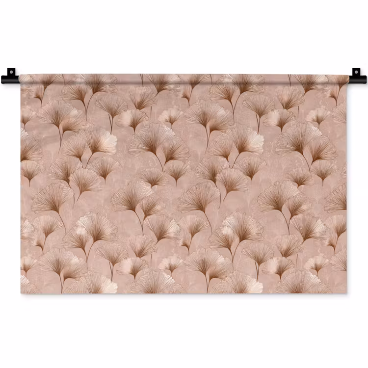 Ginkgo - Patroon - Roze Wandkleed katoen klein 269 -zz3d