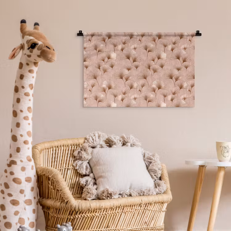 Ginkgo - Patroon - Roze Wandkleed katoen klein 269 -wsfeer5_kind