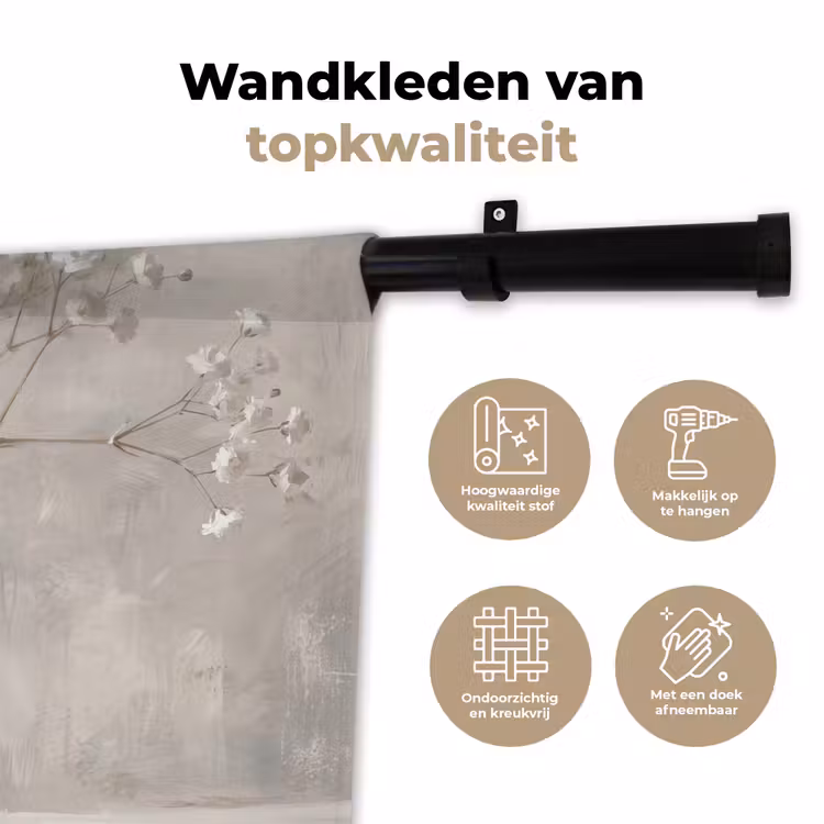 Gipskruid - Vaas - Wit Wandkleed katoen klein -sfeer2