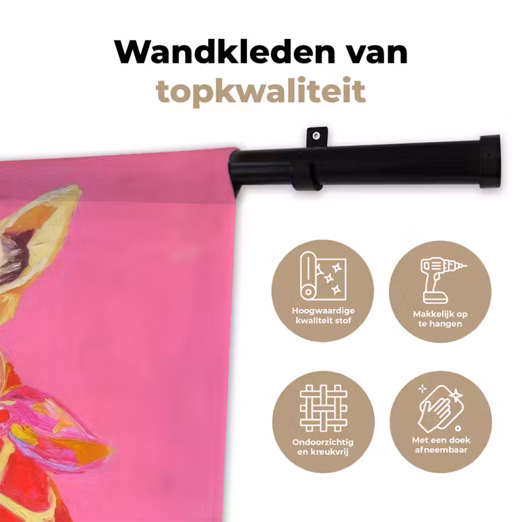 Giraf - Roze - Bril - Sjaal Wandkleed katoen klein -sfeer2