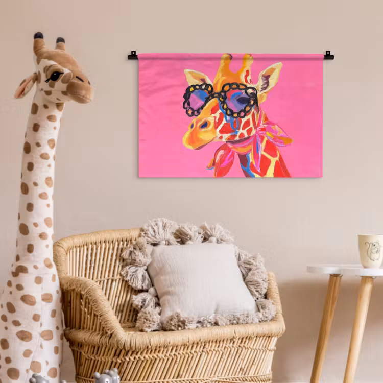 Giraf - Roze - Bril - Sjaal Wandkleed katoen klein -wsfeer5_kind