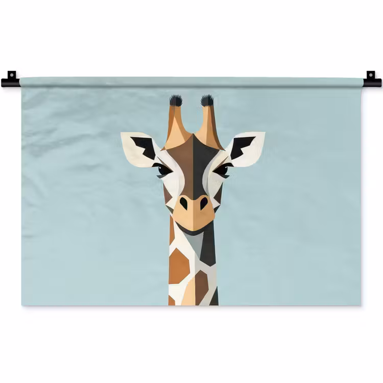 Giraffe - Illustratie - Bruin - Minimalistisch Wandkleed katoen klein -zz3d